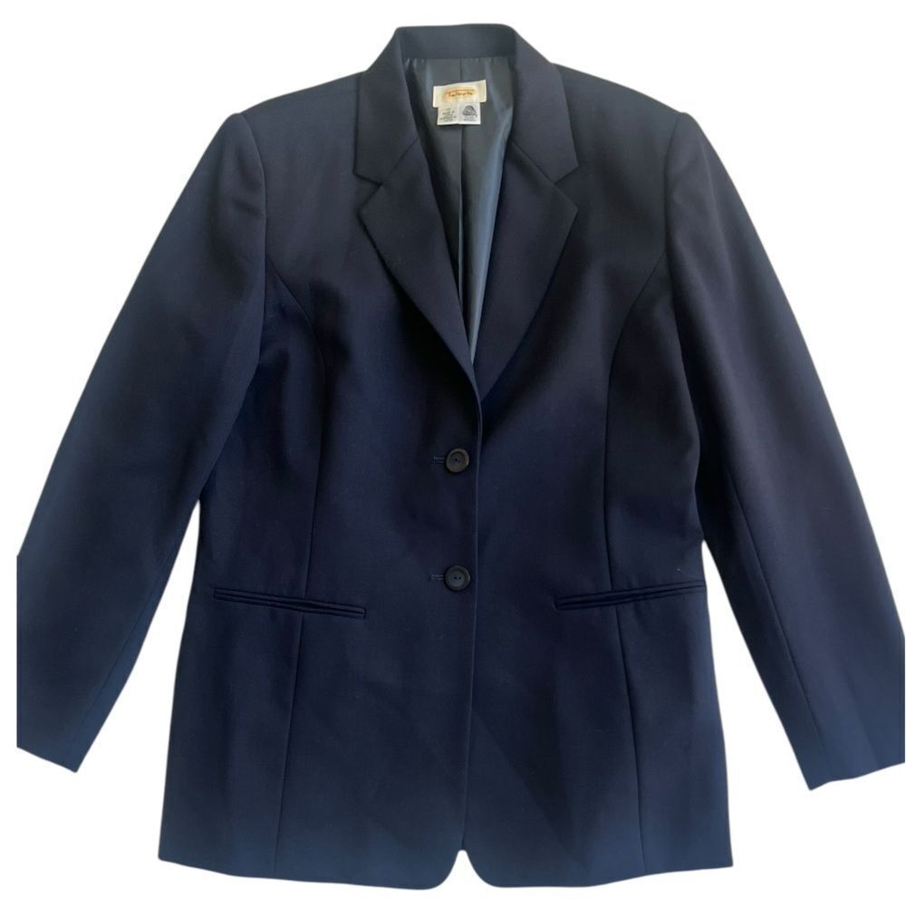 Talbots Women’s Navy Blue 100% Wool Fitted One Button Blazer Size 10